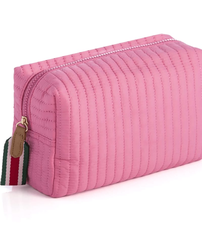 Front of a size One-size Ezra Lgboxy Cosmetic Pouch in Pink by Shiraleah. | dia_product_style_image_id:270596